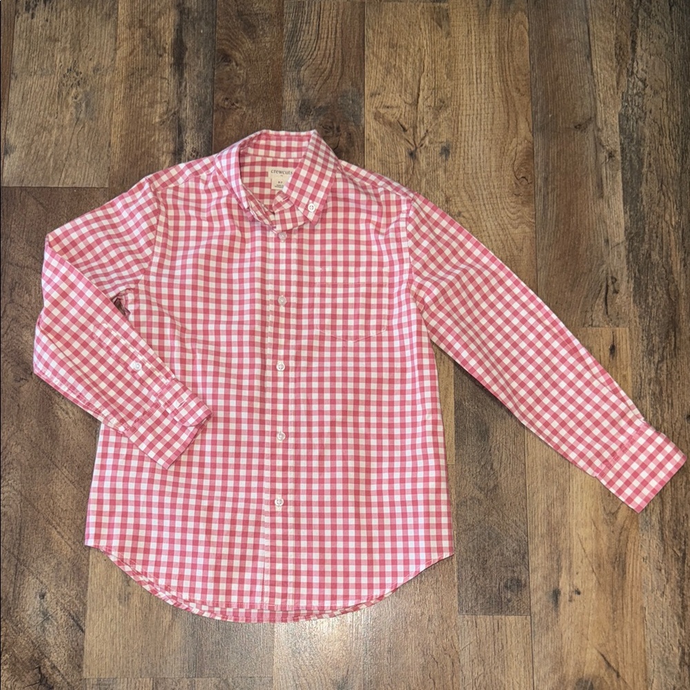 Crewcuts Pink Gingham Dress Shirt Size S (6-7)